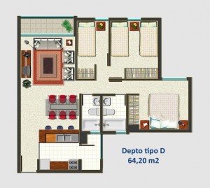 Tipo D 64,20 m2